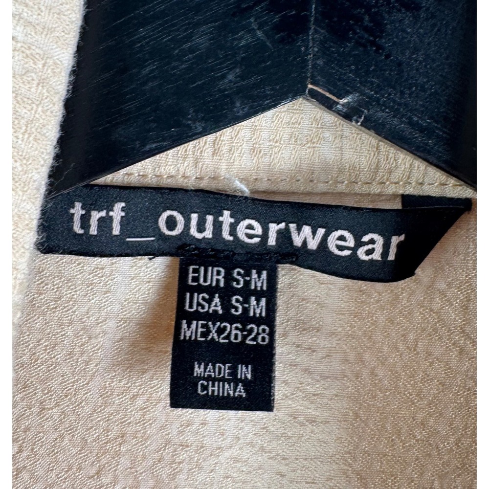 Zara TRF Duster Coat sz S/M Tan Double‎ Breasted Textured retro relaxed preppy - Picture 2 of 7